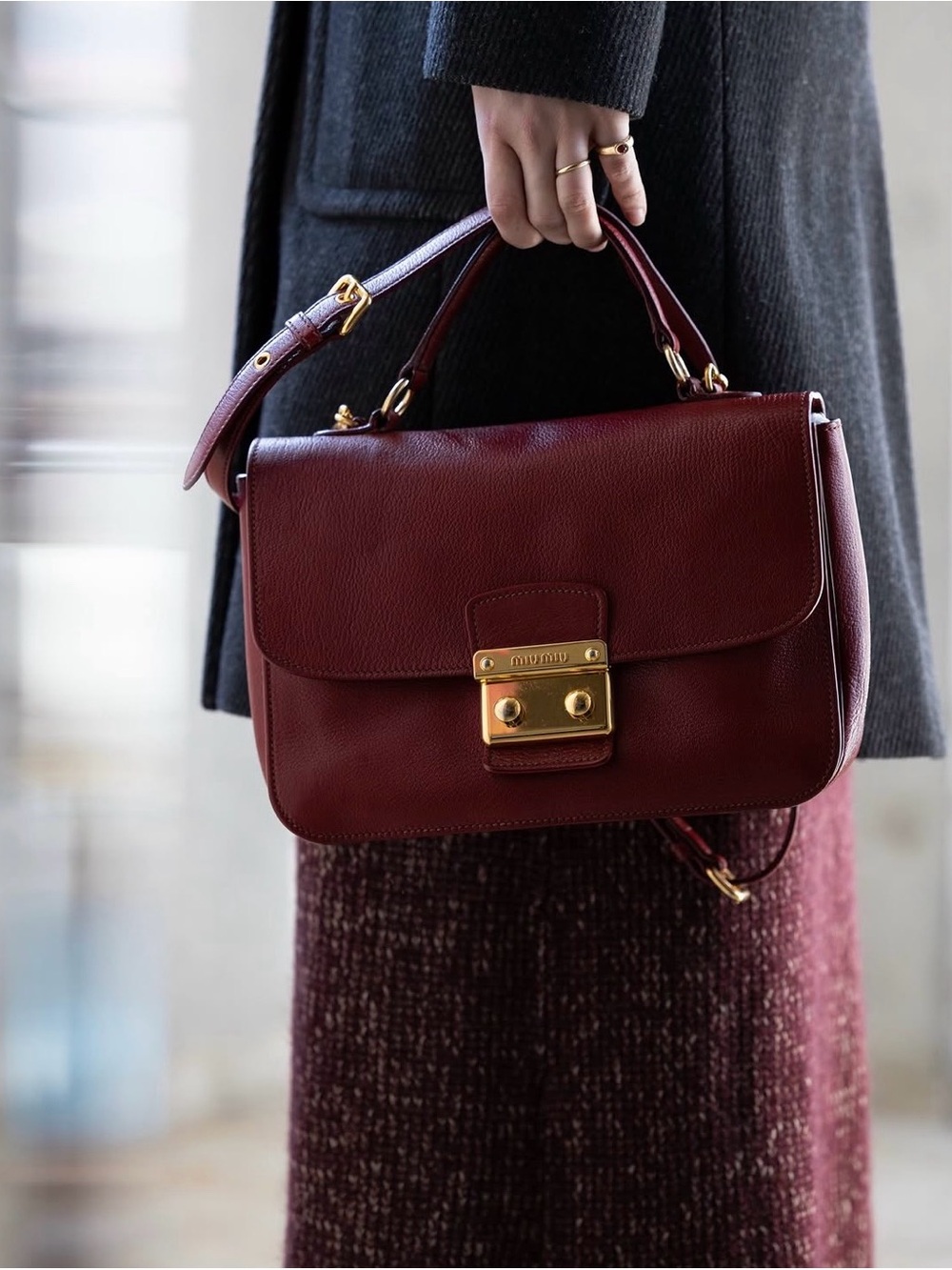 Miu Miu Bordeaux Leather Top-Handle Crossbody Bag - Picture 11 of 11